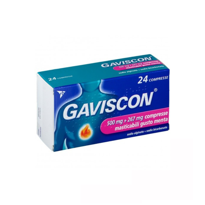 Gaviscon 24 Compresse Gusto Menta 500+267mg - digestivo